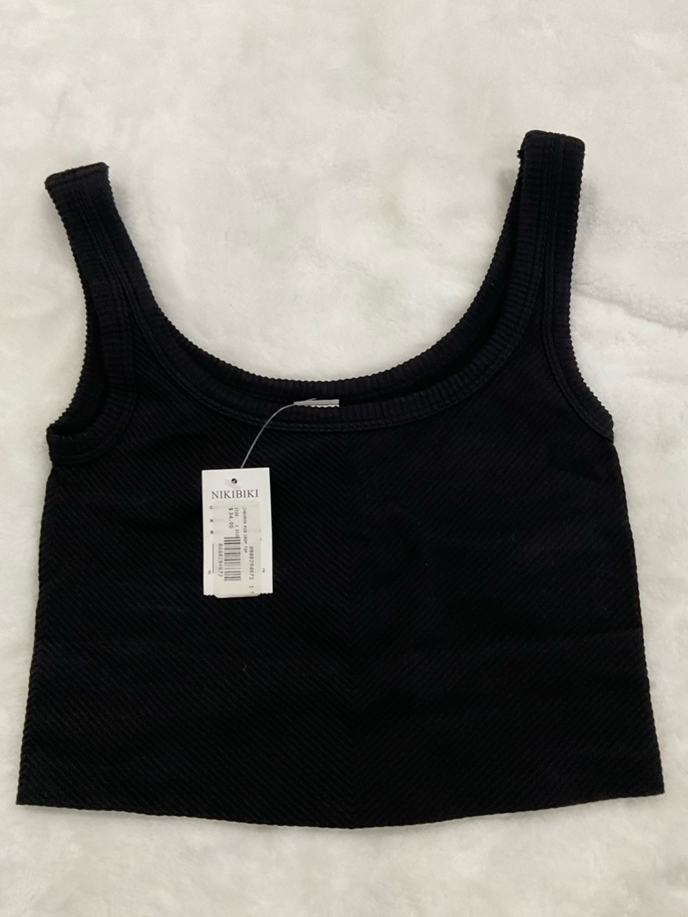Nikibiki double scoop ribbed crop top black